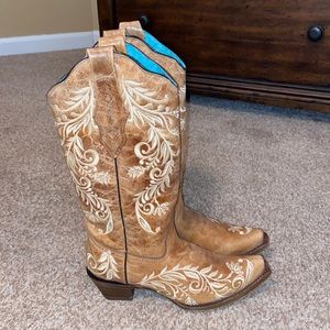 Corral Embroidery Saddle&Sand Boots snip toe
